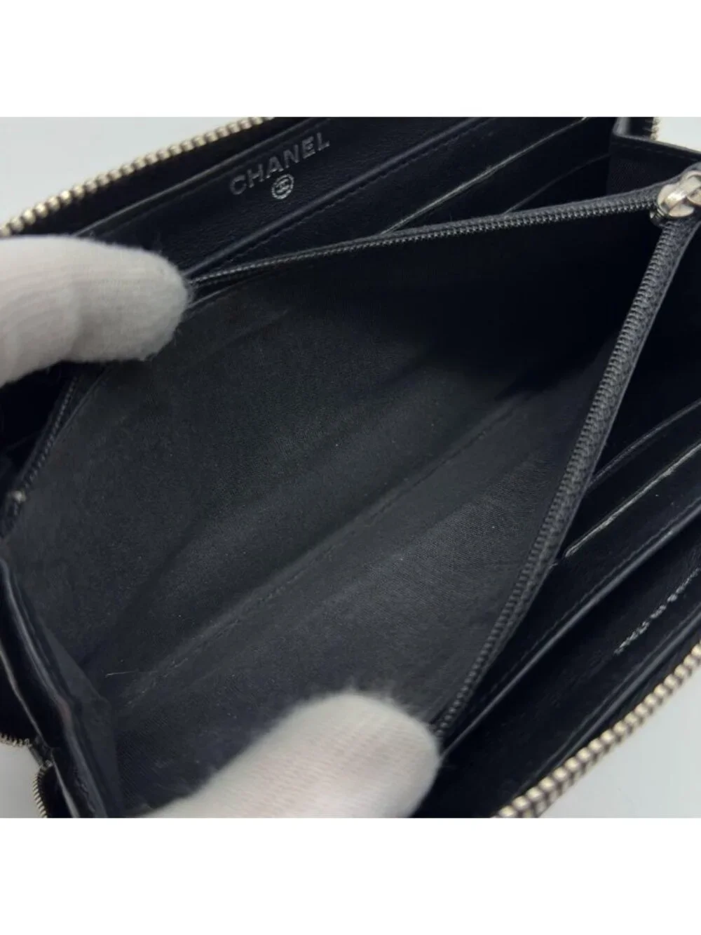 Chanel CC Logo Quilted Round Diamond Cut Lambskin Wallet
